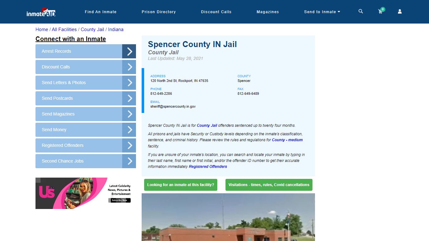 Spencer County IN Jail - Inmate Locator - Rockport, IN