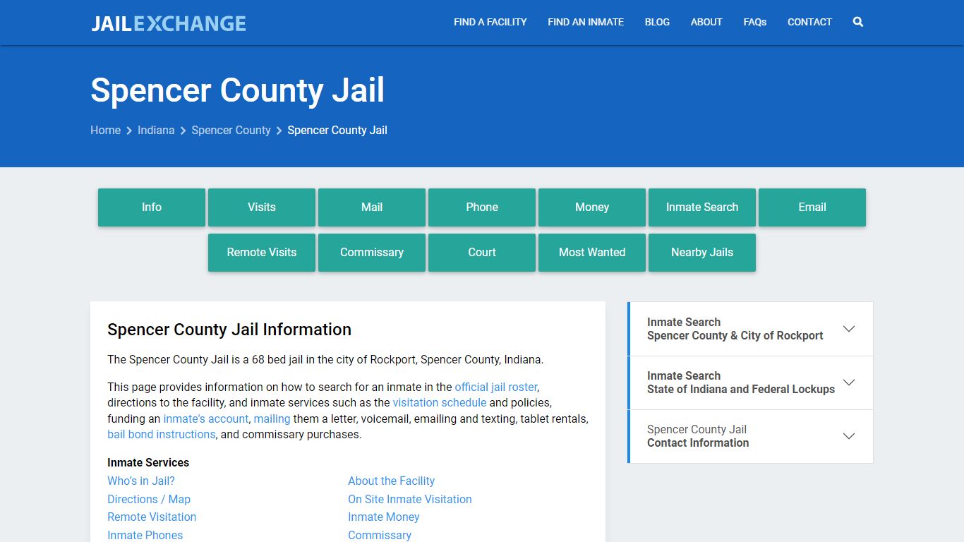 Spencer County Jail, IN Inmate Search, Information
